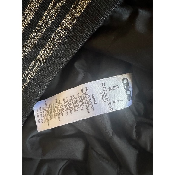 ASOS Leopard Print Bomber Jacket Black Gold Trim Full Zip Size Small‎ S Tucan - Picture 4 of 11